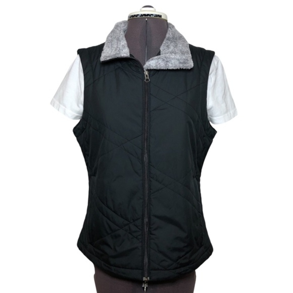 Columbia Fuzzy Collar Pockets Black Omni Shield WaterProof Lightweight Vest M